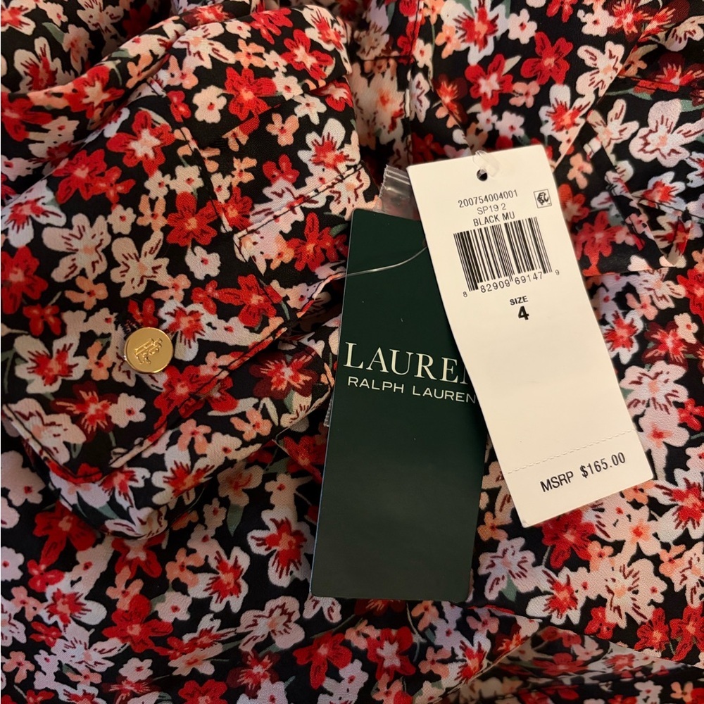 NWT Lauren Ralph Lauren Vasha Floral Ruffle Shirt Dress – Size 4 - Picture 5 of 7